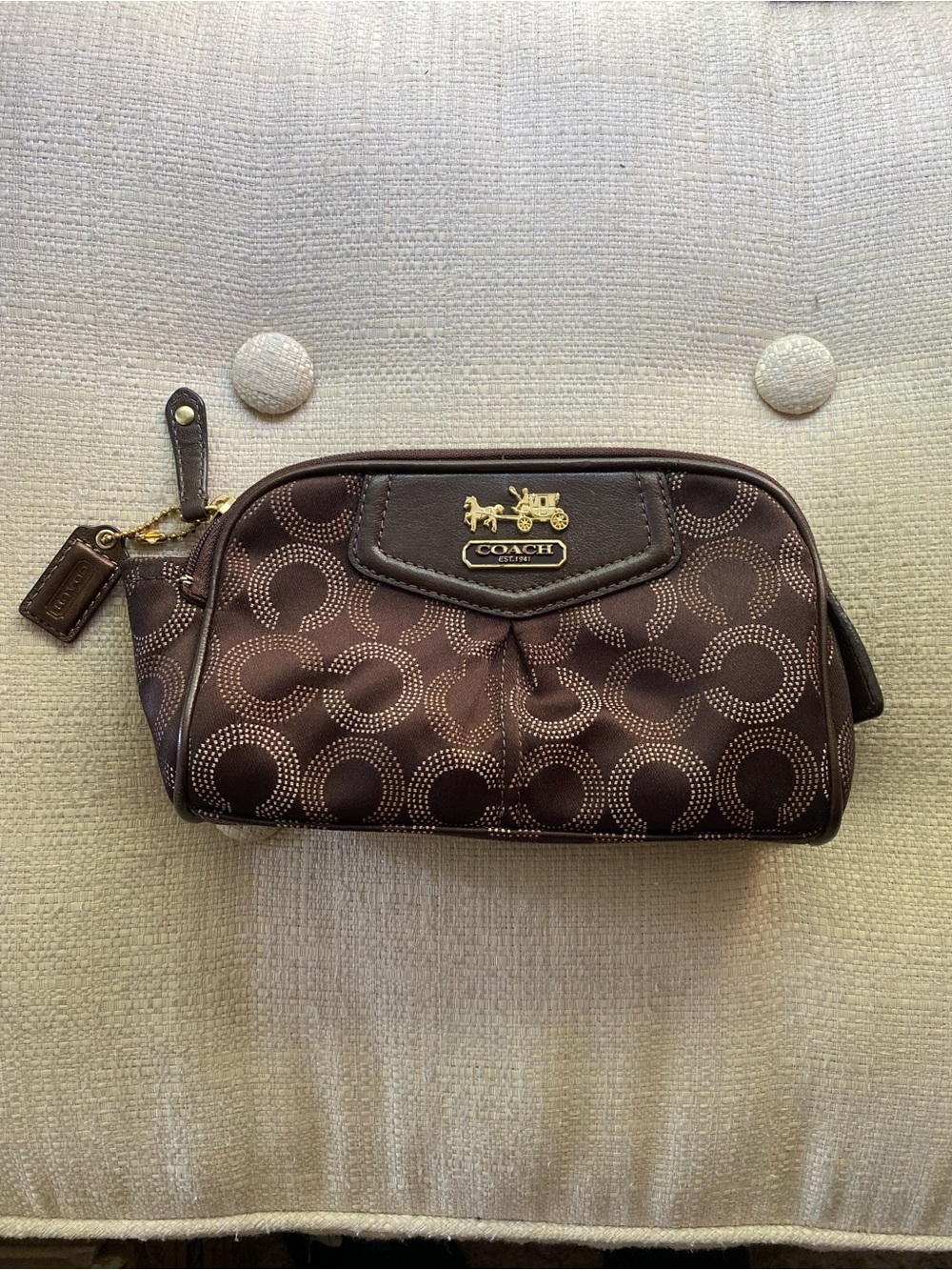 Y2K Coach Brown Signature Canvas Cosmetic Accessories Pouch